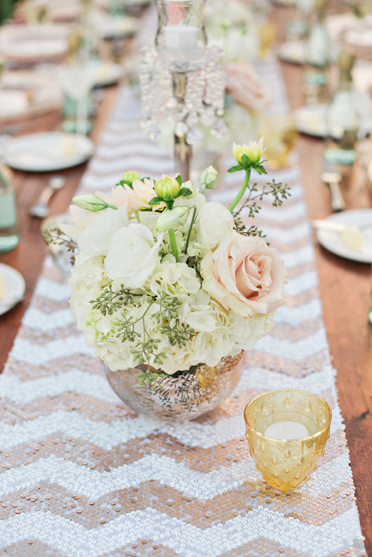 Romantic Peach & Gold Garden Wedding via TheELD.com