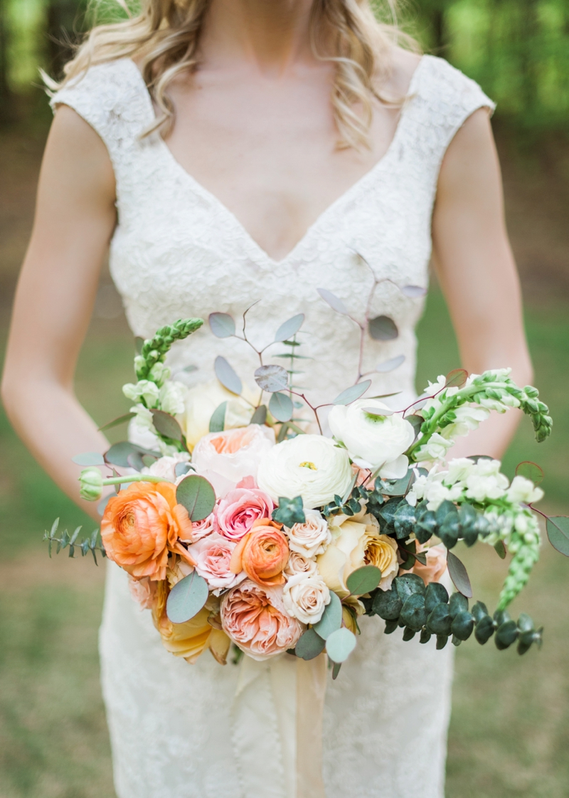 Elegant Peach and Teal Backyard Wedding via TheELD.com