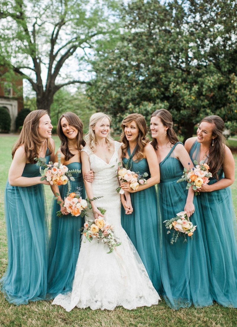 Elegant Peach and Teal Backyard Wedding via TheELD.com