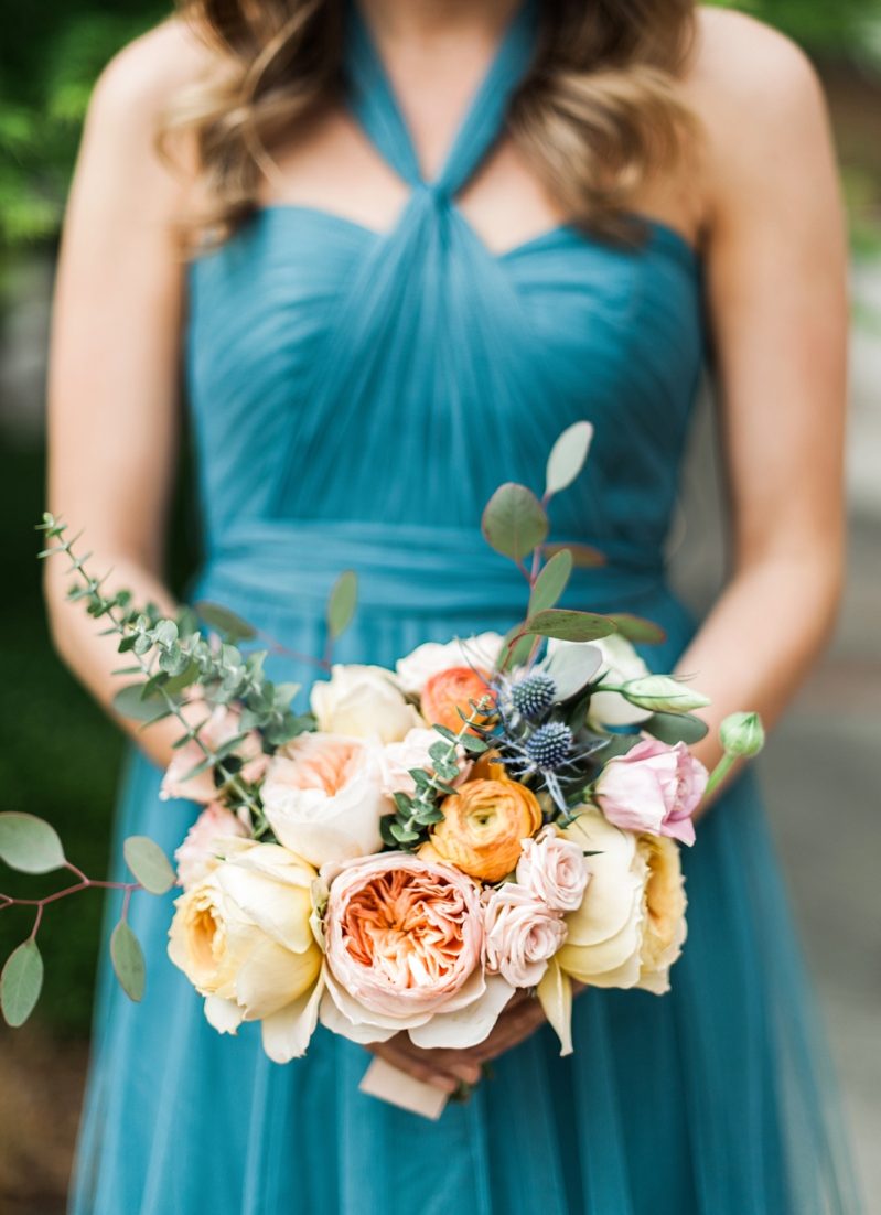 Elegant Peach and Teal Backyard Wedding via TheELD.com