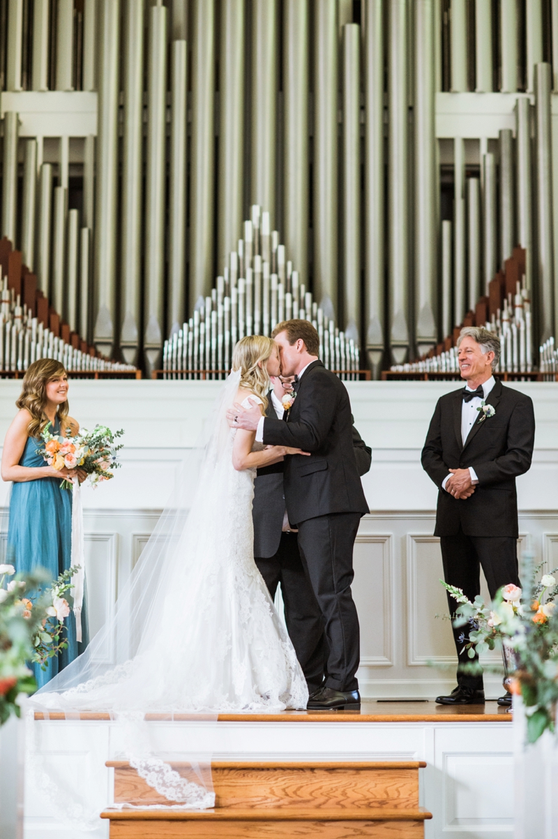 Elegant Peach and Teal Backyard Wedding via TheELD.com