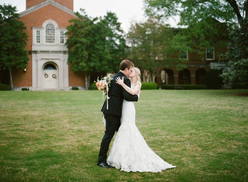 Elegant Peach and Teal Backyard Wedding via TheELD.com