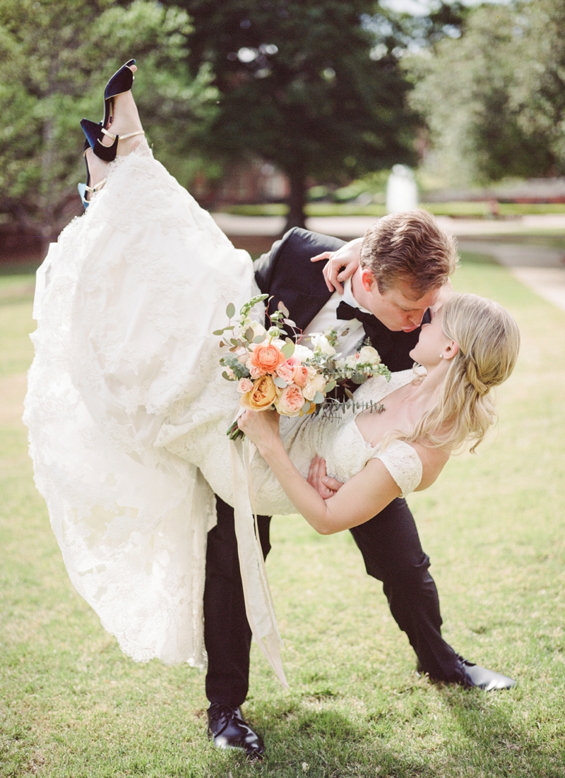 Elegant Peach and Teal Backyard Wedding via TheELD.com