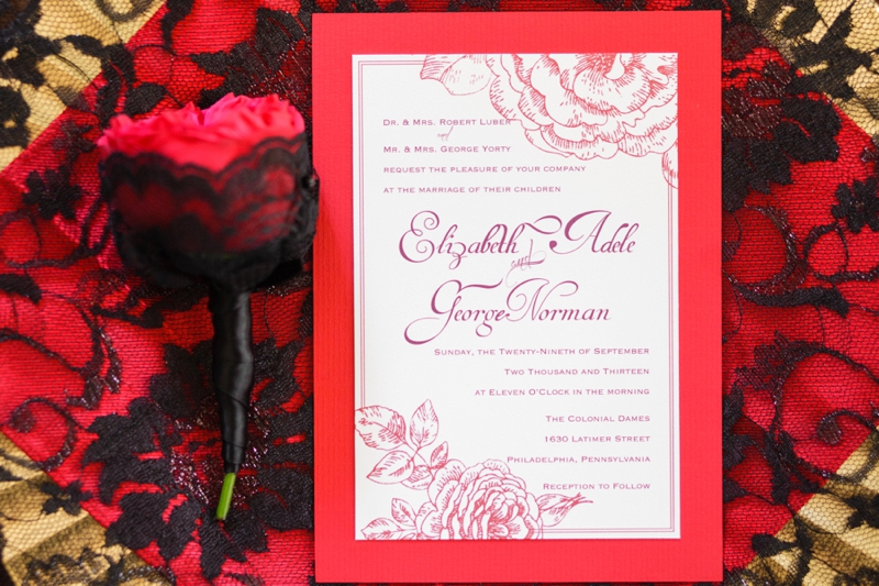 Elegant Red and Black Wedding Inspiration via TheELD.com