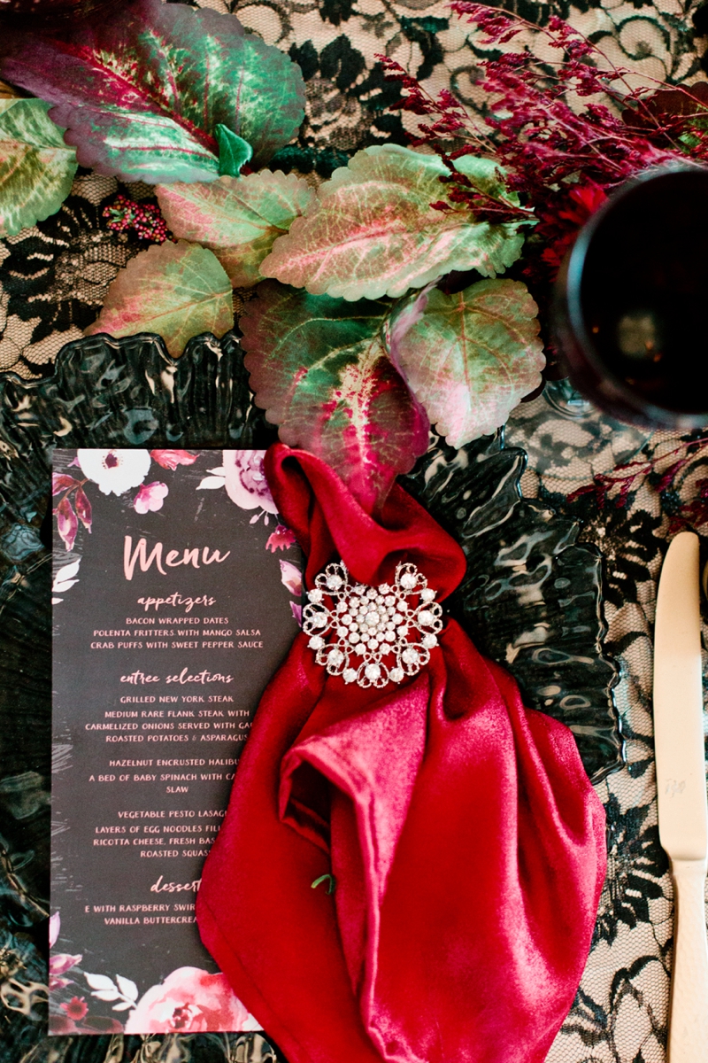 Glamorous Black & Red Autumn Inspired Wedding Ideas via TheELD.com