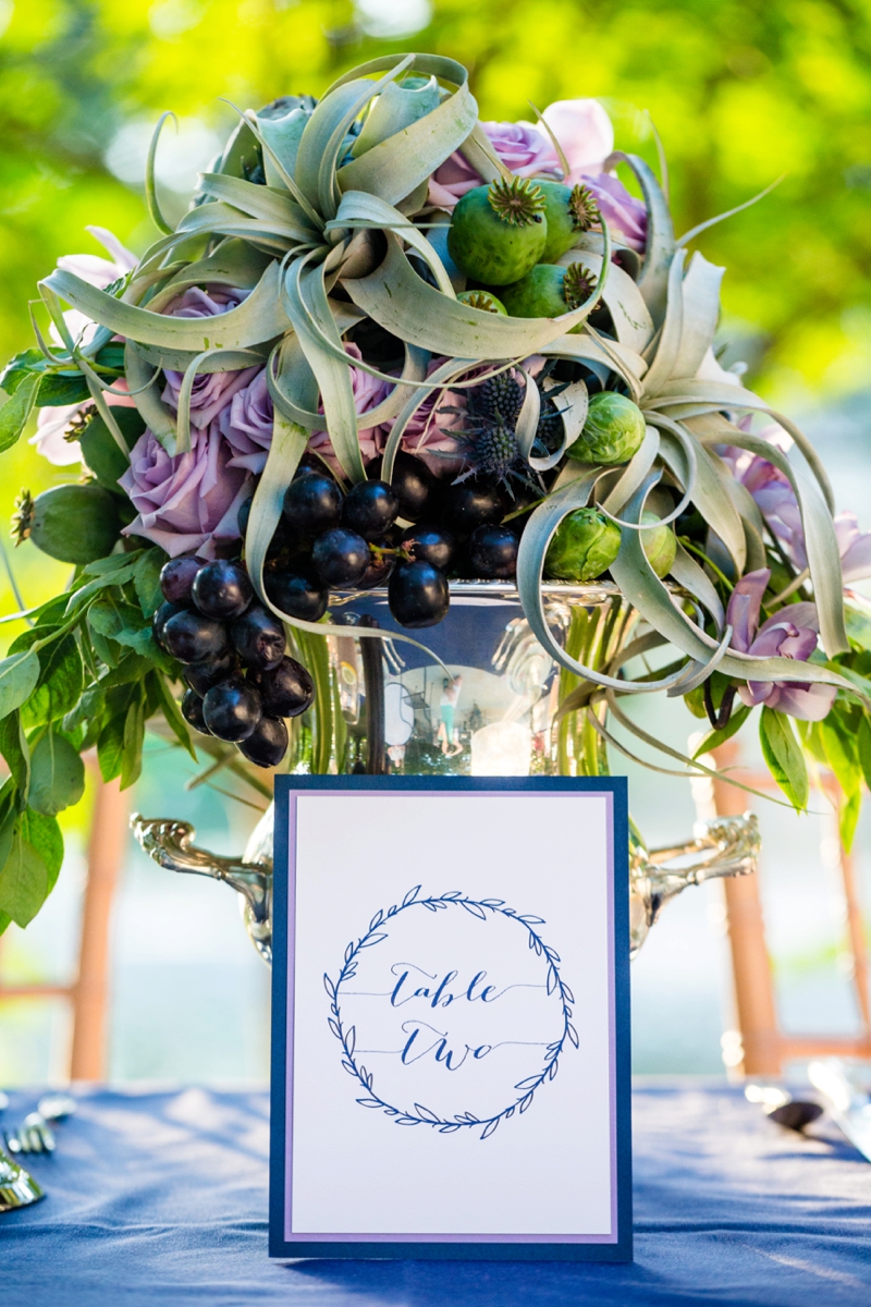 Romantic, Whimsical Navy and Lavender Wedding Ideas via TheELD.com