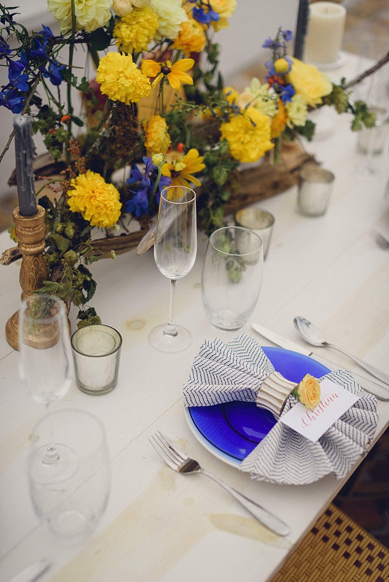 Elegant, Eclectic Yellow and Blue Wedding Ideas via TheELD.com