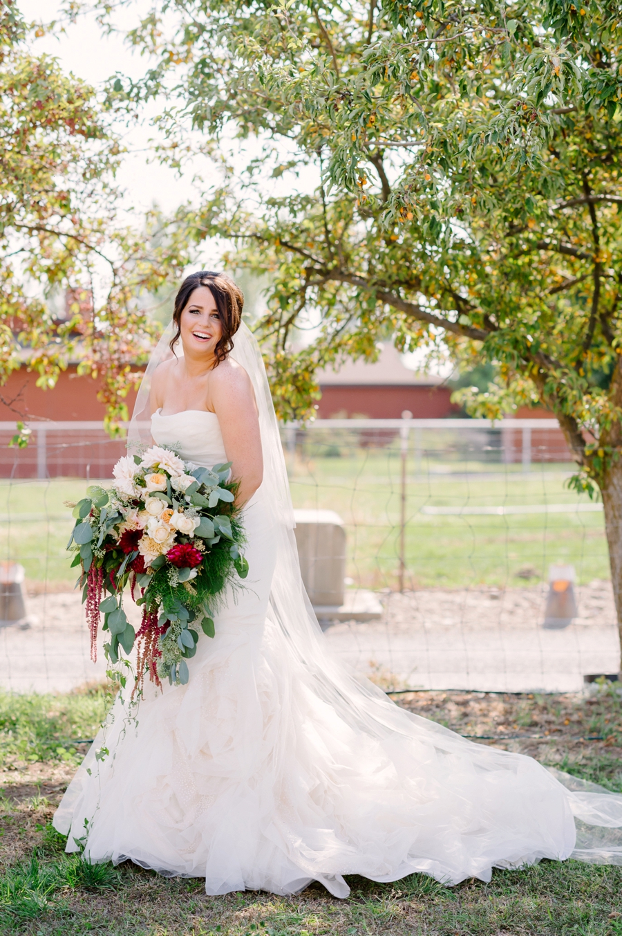 Elegant Blush & Red Farm Wedding via TheELD.com