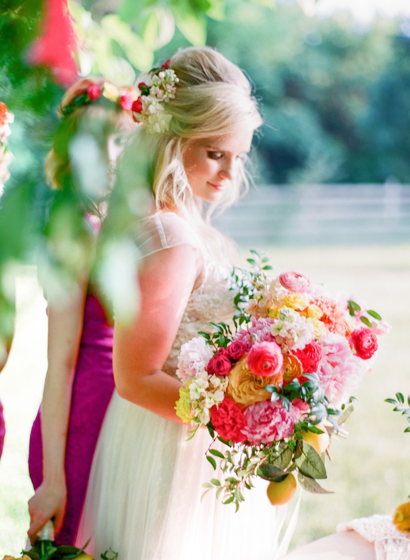 Colorful Chic Pink and Yellow Wedding Inspiration via TheELD.com