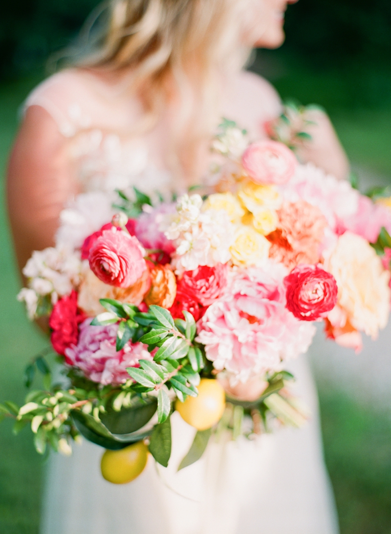 Colorful Chic Pink and Yellow Wedding Inspiration via TheELD.com