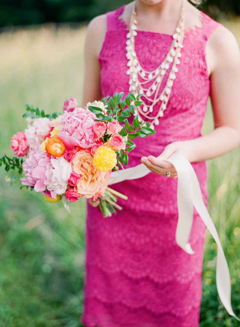 Colorful Chic Pink and Yellow Wedding Inspiration via TheELD.com