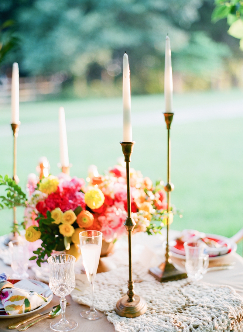 Colorful Chic Pink and Yellow Wedding Inspiration via TheELD.com