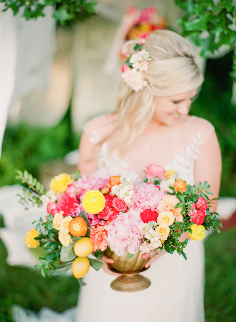 Colorful Chic Pink and Yellow Wedding Inspiration via TheELD.com