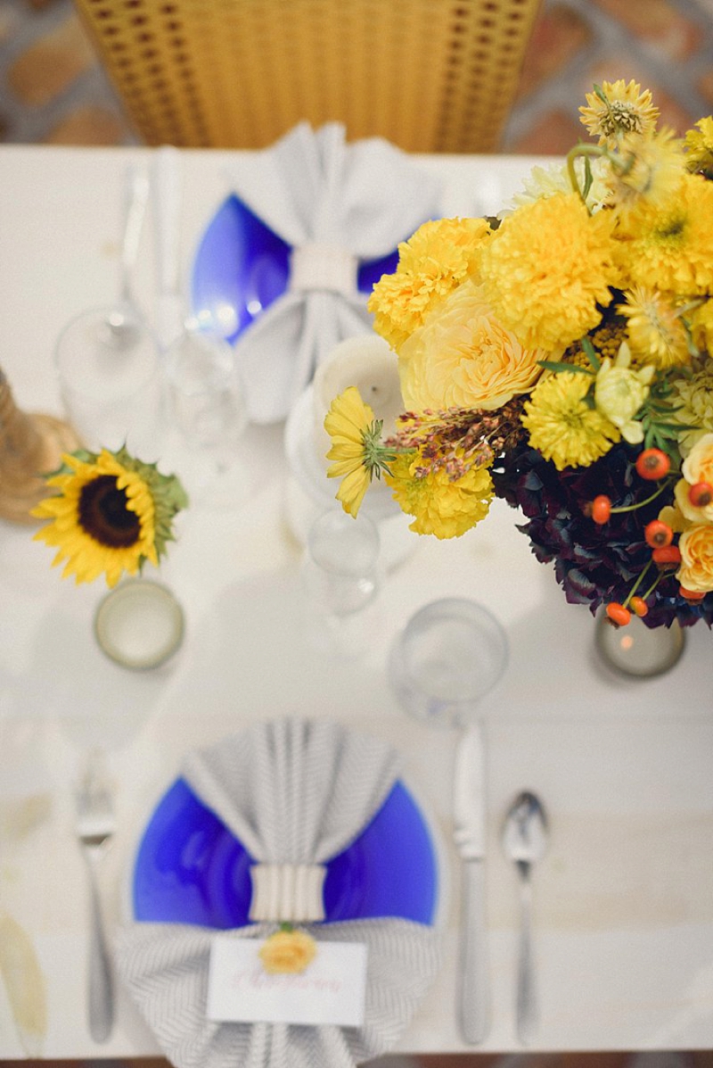 Elegant, Eclectic Yellow and Blue Wedding Ideas via TheELD.com