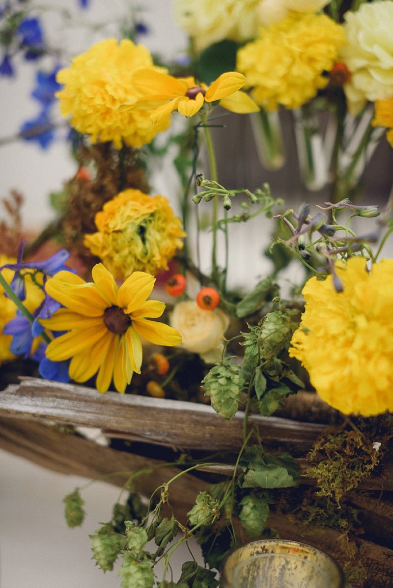 Elegant, Eclectic Yellow and Blue Wedding Ideas via TheELD.com