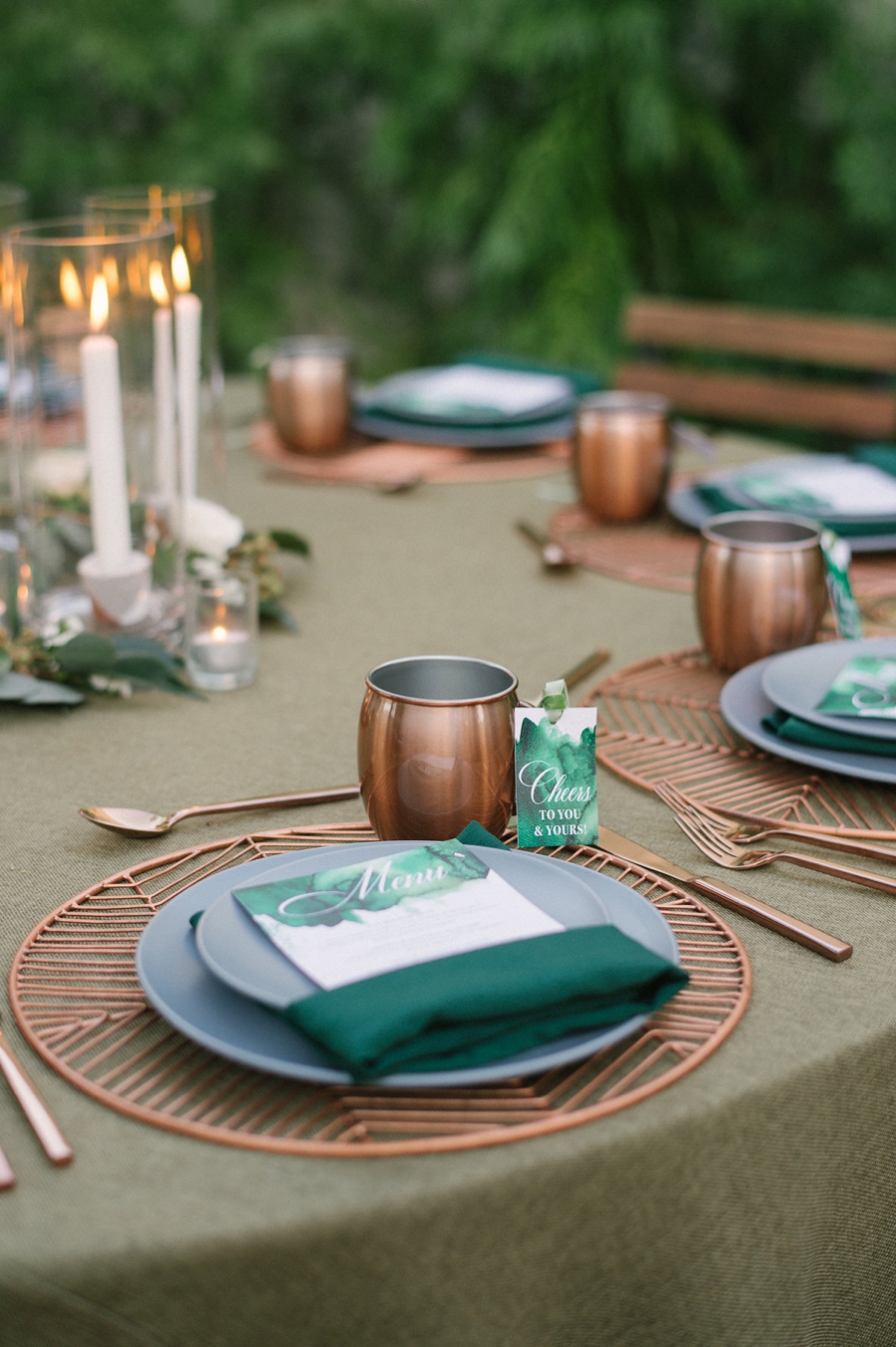 A Modern Copper and Green Holiday Party via TheELD.com