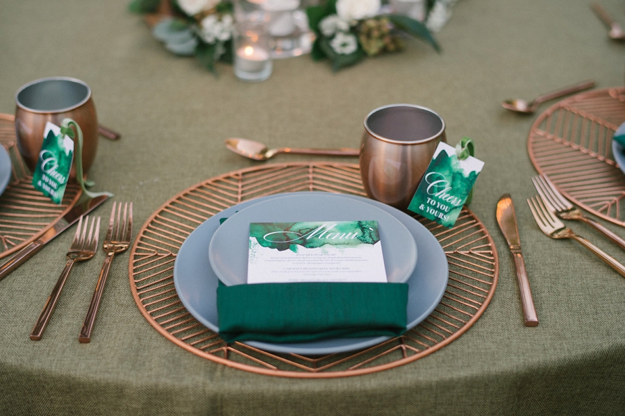 A Modern Copper and Green Holiday Party via TheELD.com