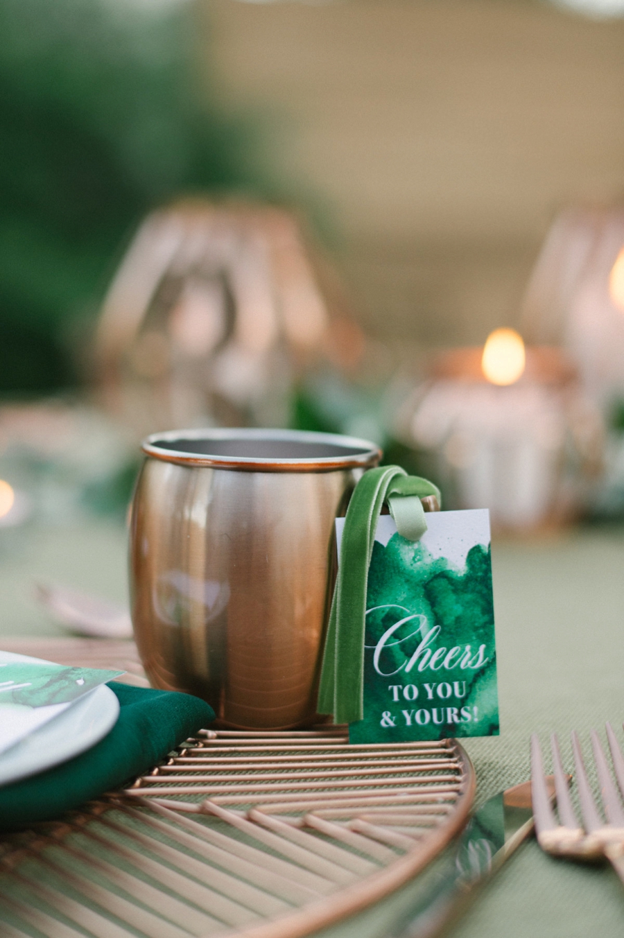 A Modern Copper and Green Holiday Party via TheELD.com