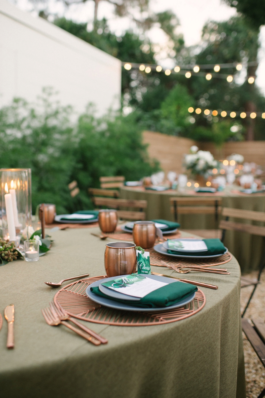 A Modern Copper and Green Holiday Party via TheELD.com