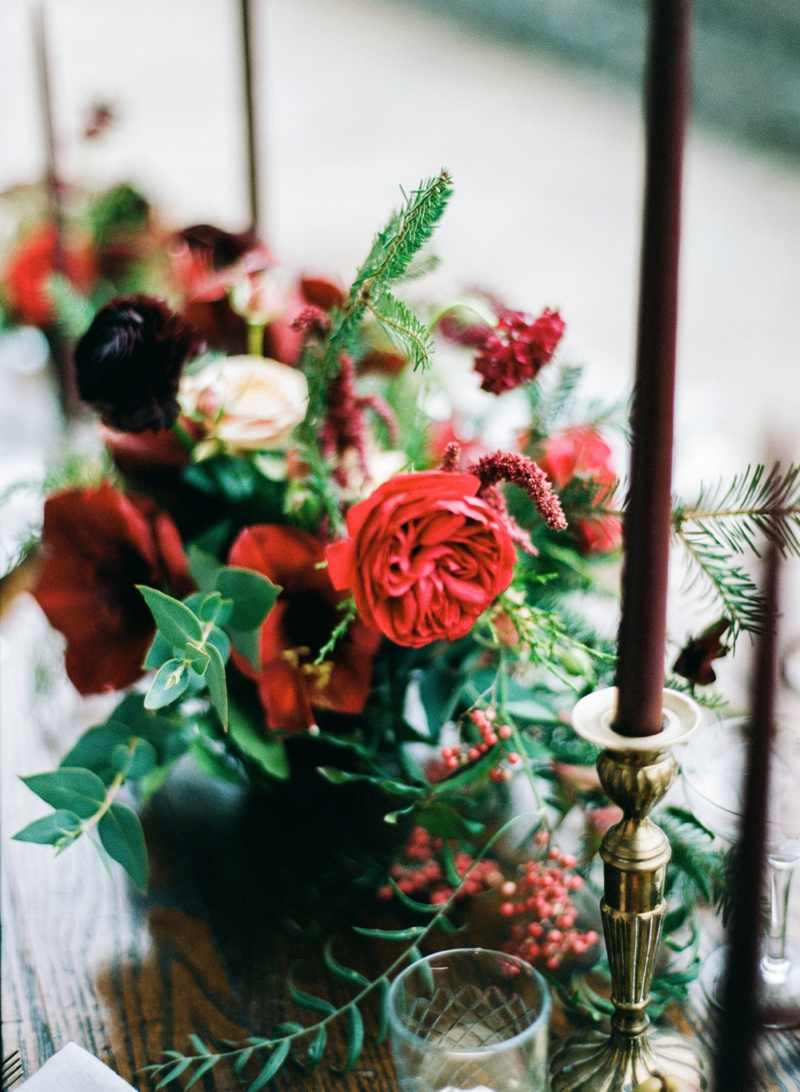 Romantic Red and Green Wedding Inspiration via TheELD.com