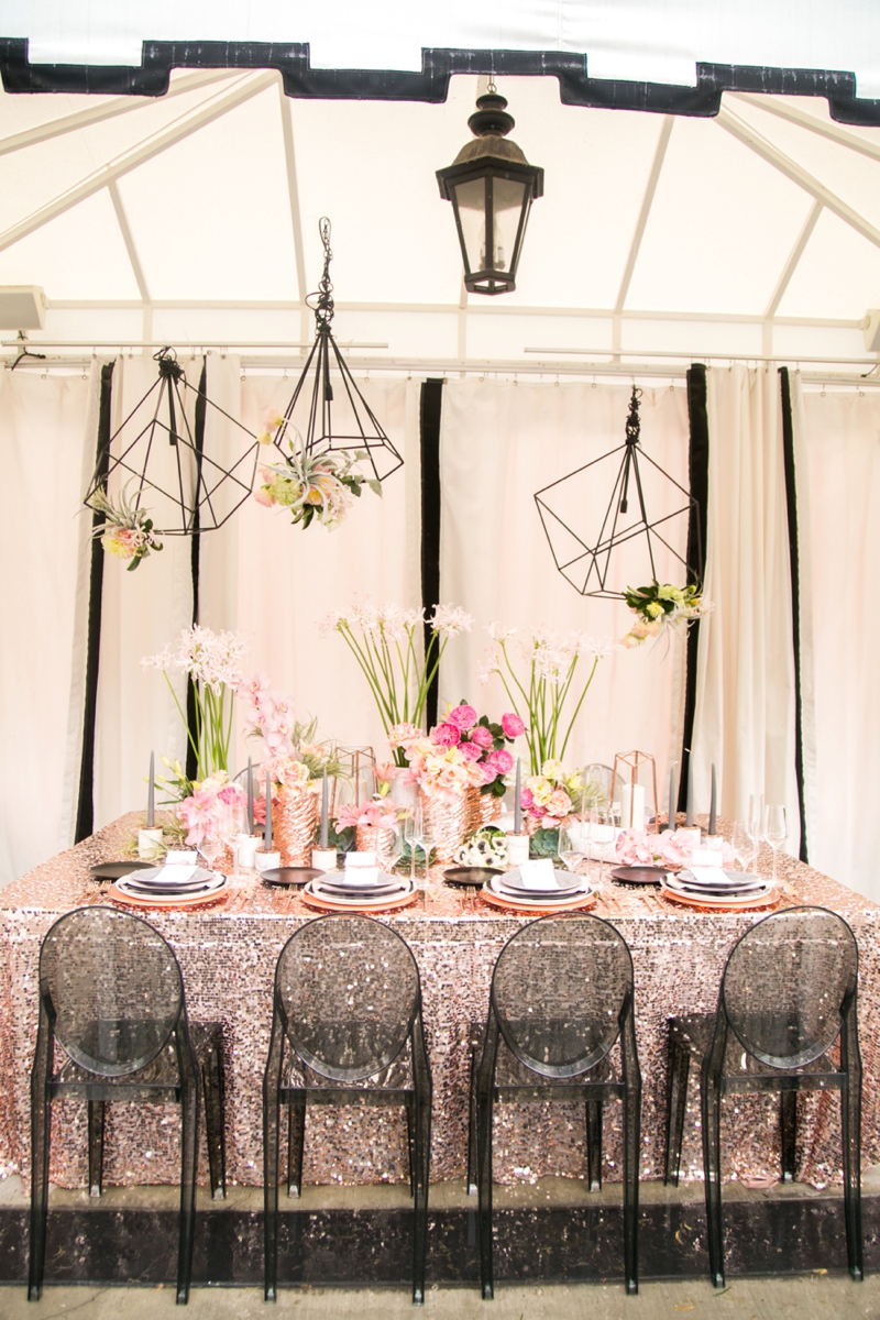 black and rose gold wedding dress