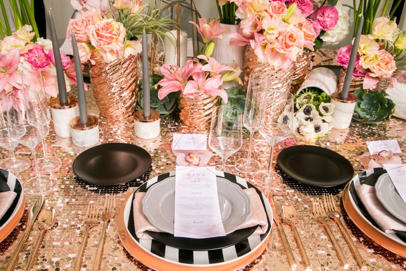 Modern Glam Black & Rose Gold Wedding Ideas via TheELD.com