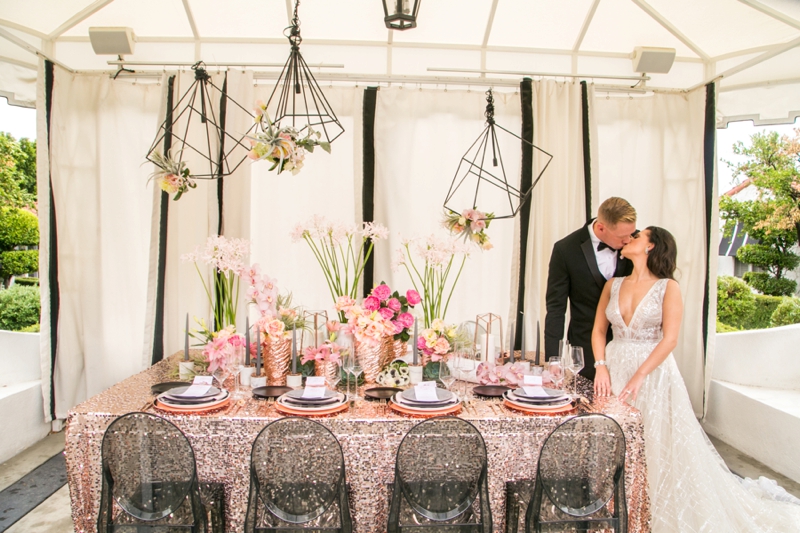 Modern Glam Black & Rose Gold Wedding Ideas via TheELD.com