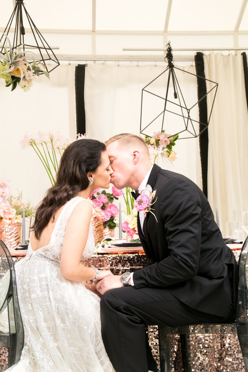 Modern Glam Black & Rose Gold Wedding Ideas via TheELD.com