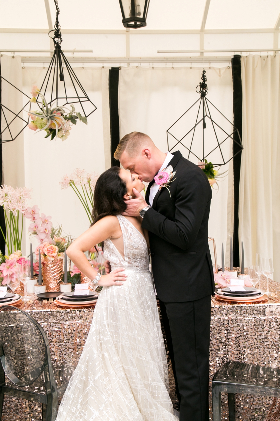 Modern Glam Black & Rose Gold Wedding Ideas via TheELD.com