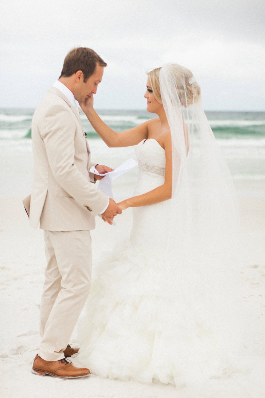 Elegant Blush & White Beach Wedding via TheELD.com