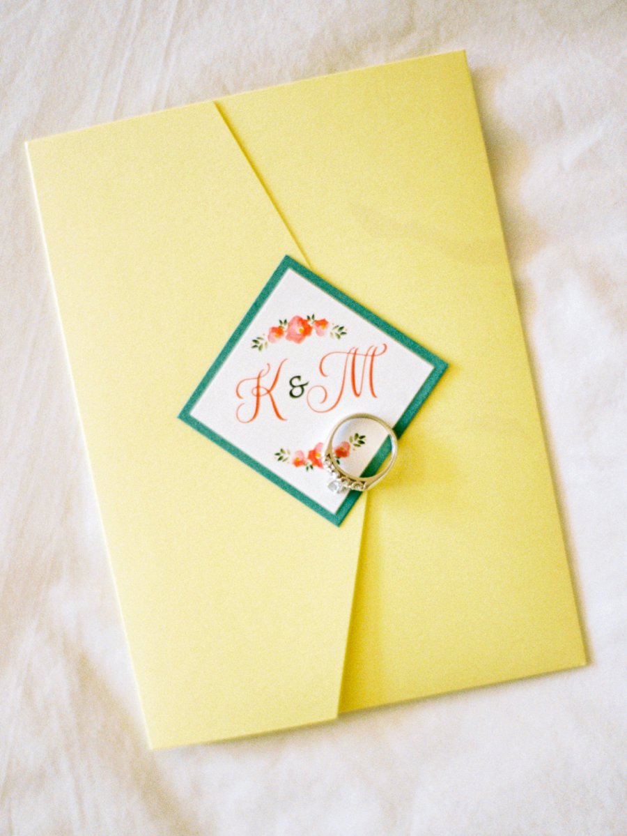 Yellow and Coral North Carolina Garden Wedding via TheELD.com