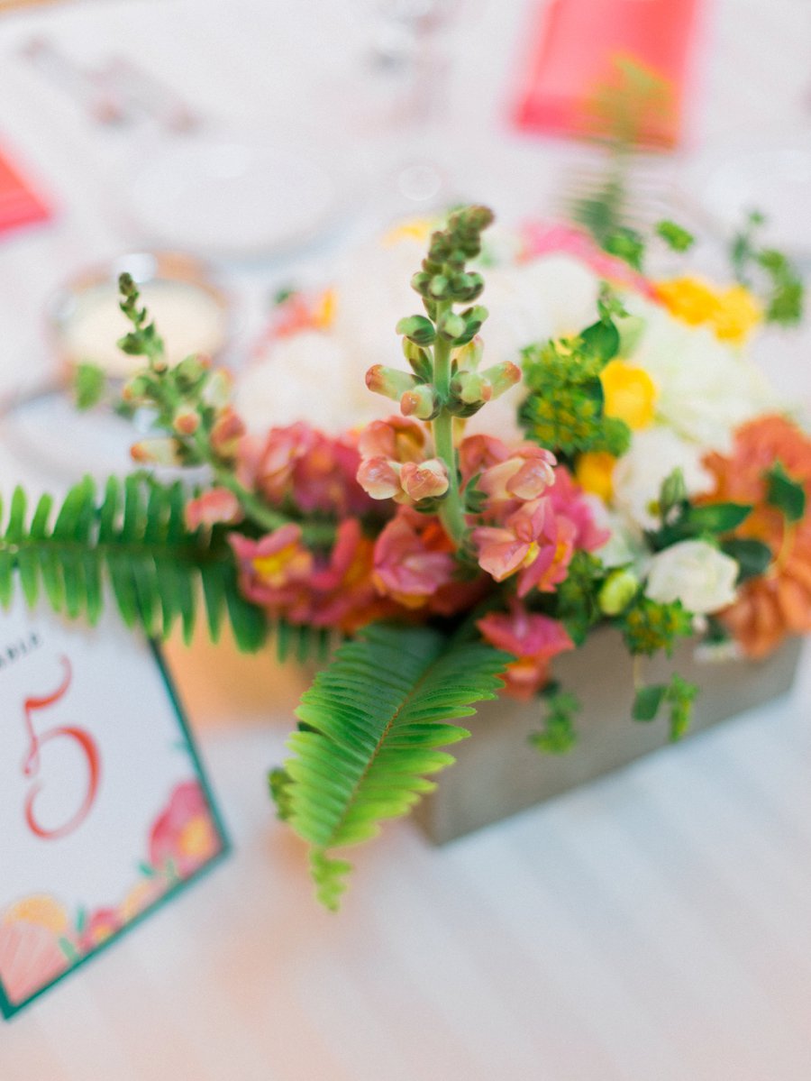 Yellow and Coral North Carolina Garden Wedding via TheELD.com