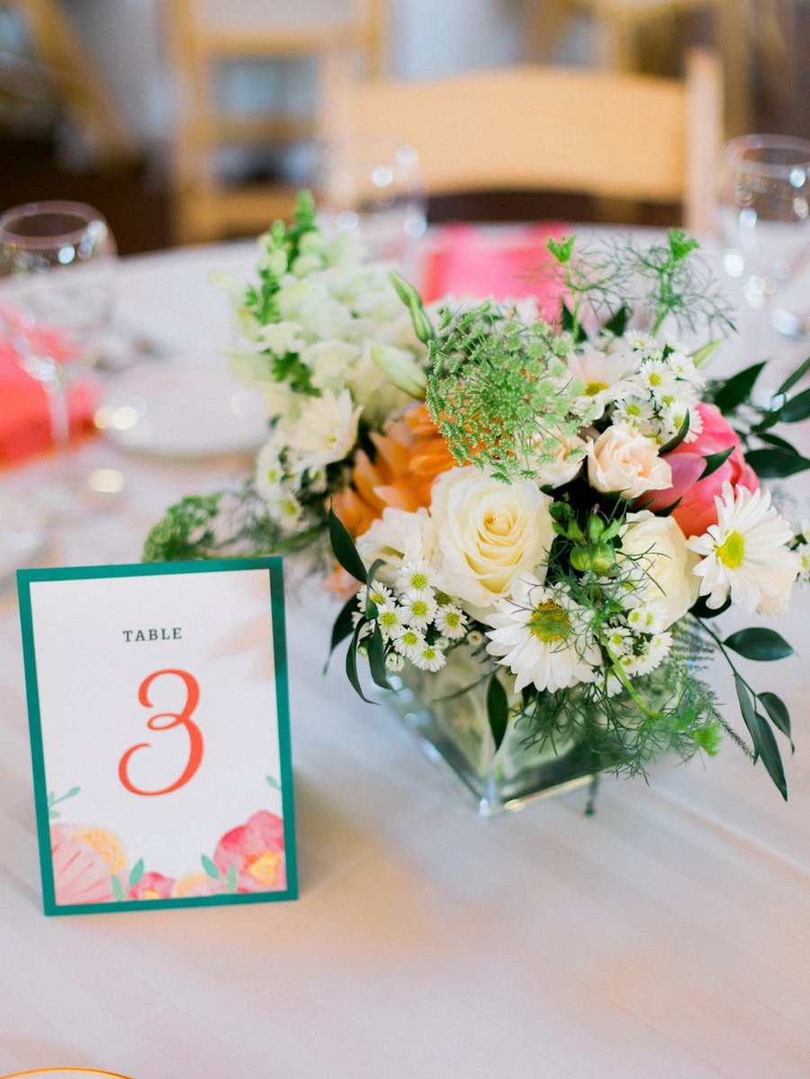 Yellow and Coral North Carolina Garden Wedding via TheELD.com