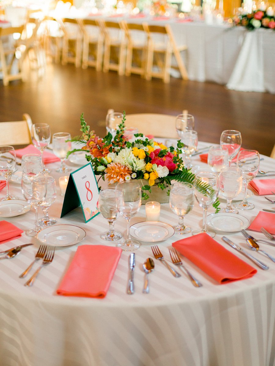 Yellow and Coral North Carolina Garden Wedding via TheELD.com