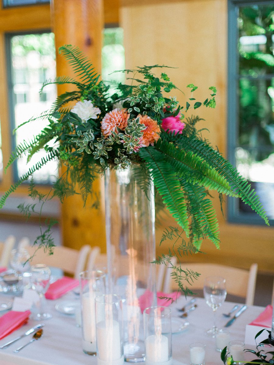 Yellow and Coral North Carolina Garden Wedding via TheELD.com