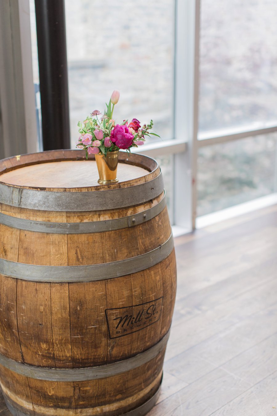 Bright Berry Toned Canadian Brewery Wedding via TheELD.com