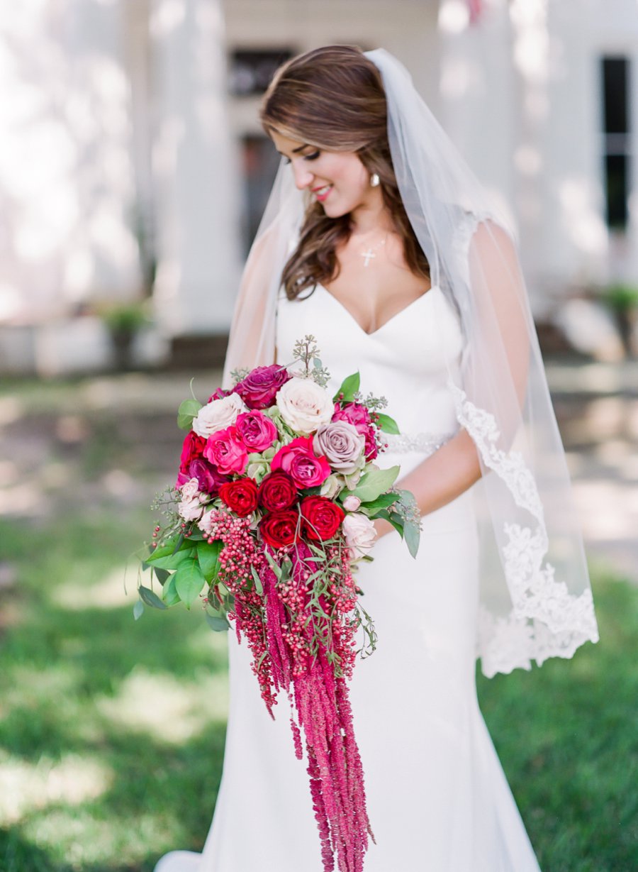 Romantic Red, Pink, and Lavender Mississippi Wedding via TheELD.com