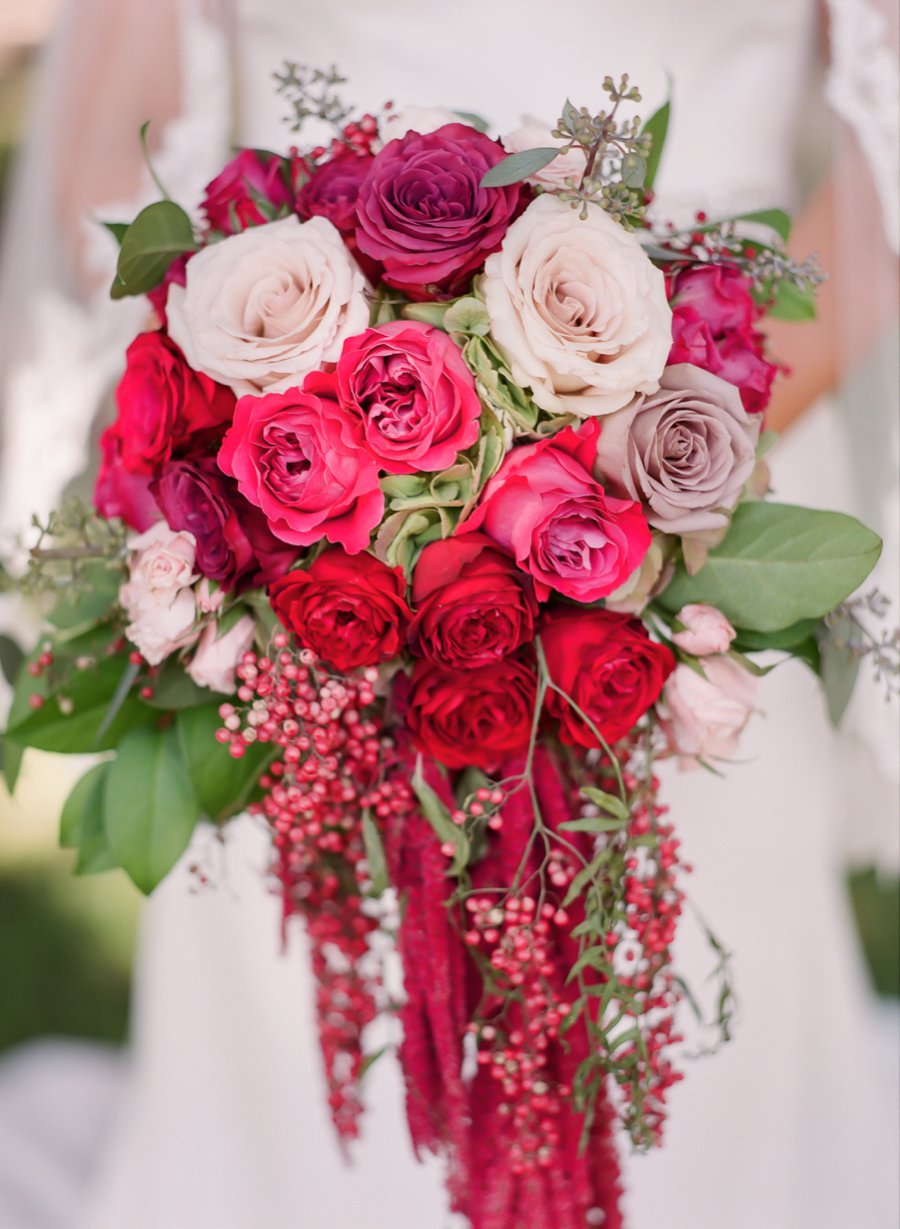 Romantic Red, Pink, and Lavender Mississippi Wedding via TheELD.com