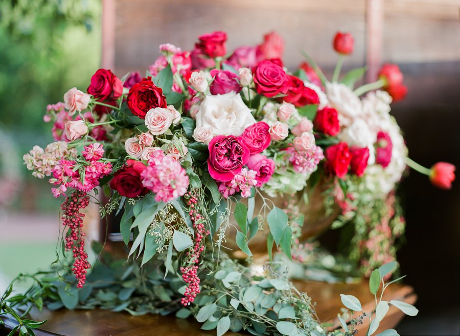 Romantic Red, Pink, and Lavender Mississippi Wedding via TheELD.com