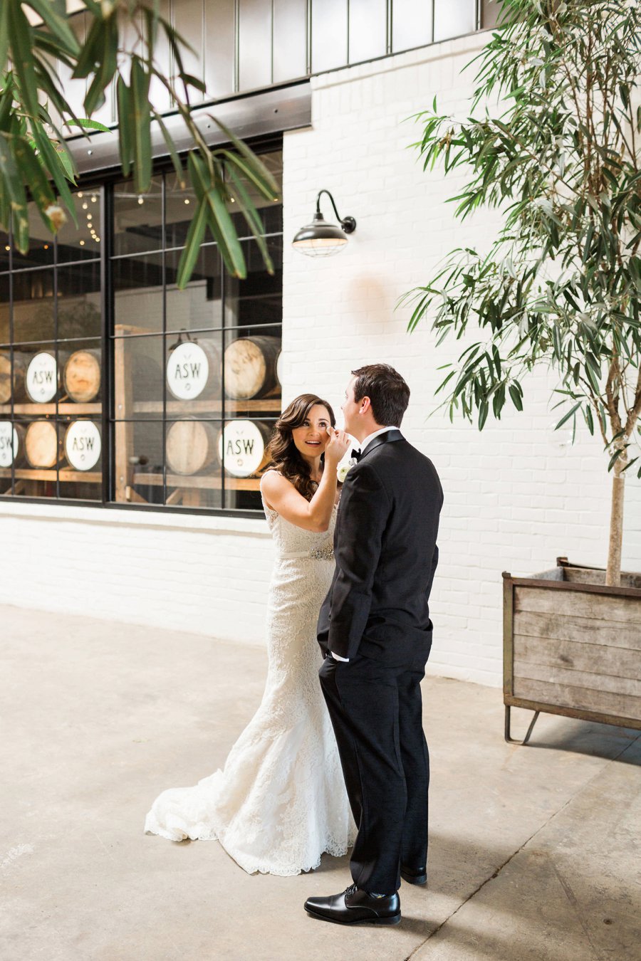 Blush and Green Industrial Atlanta Wedding via TheELD.com