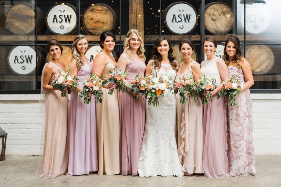 Blush and Green Industrial Atlanta Wedding via TheELD.com