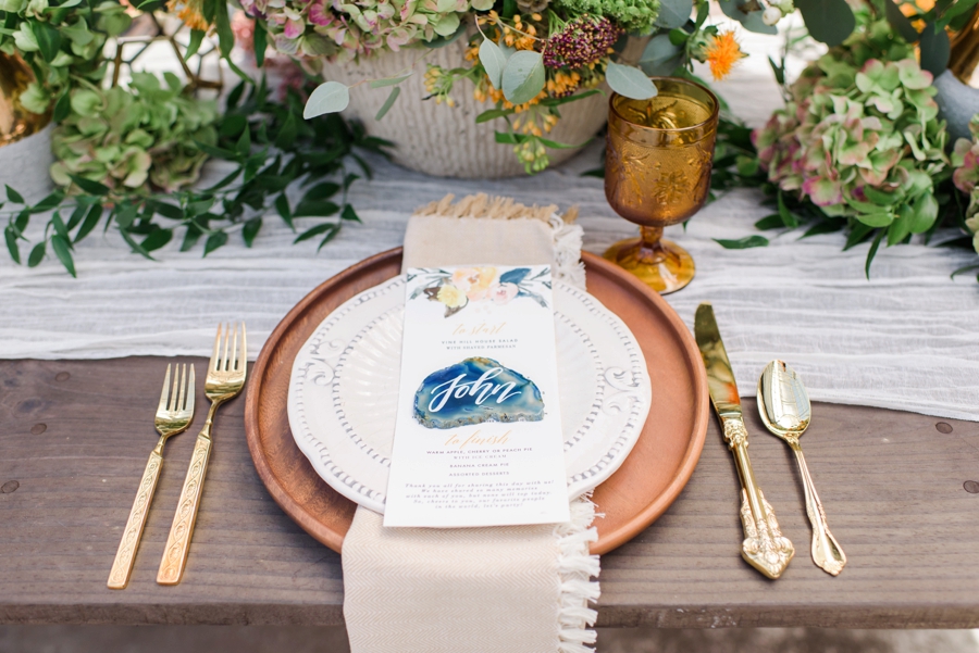 Marigold & Blue Boho Industrial Wedding Inspiration via TheELD.com