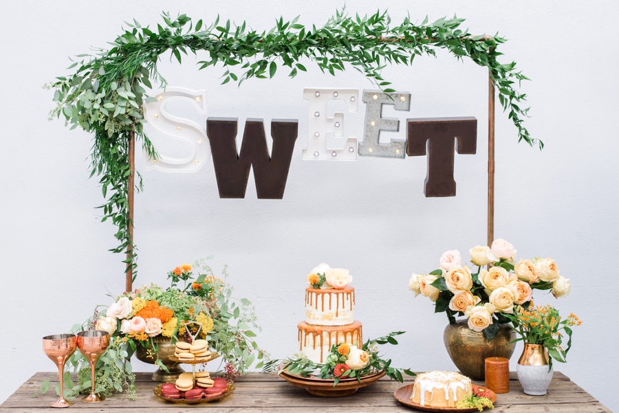 Marigold & Blue Boho Industrial Wedding Inspiration via TheELD.com