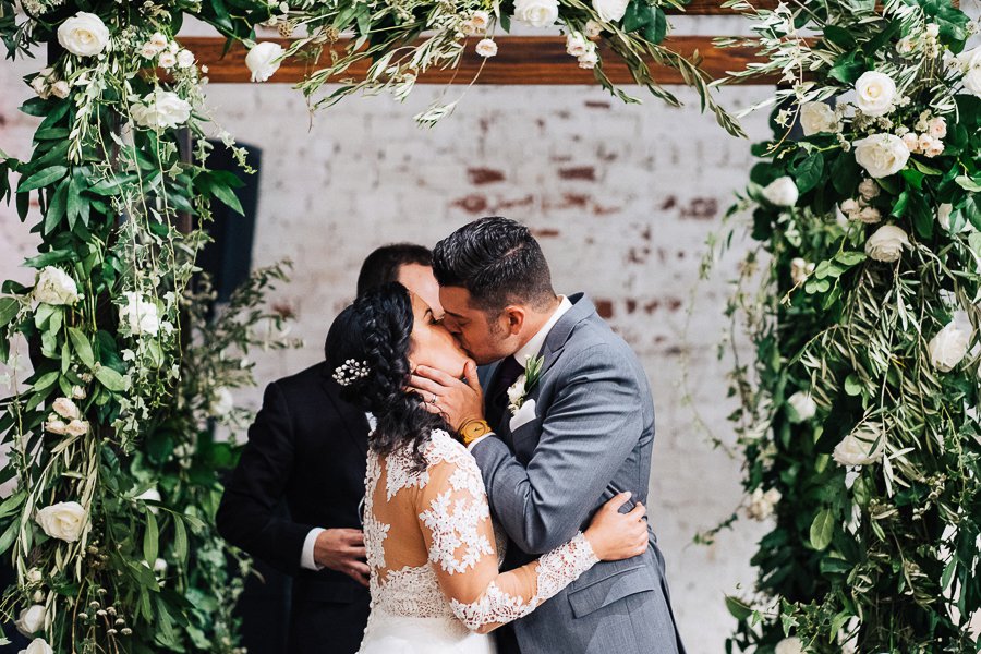 Plum and Ivory Industrial Tampa Wedding via TheELD.com