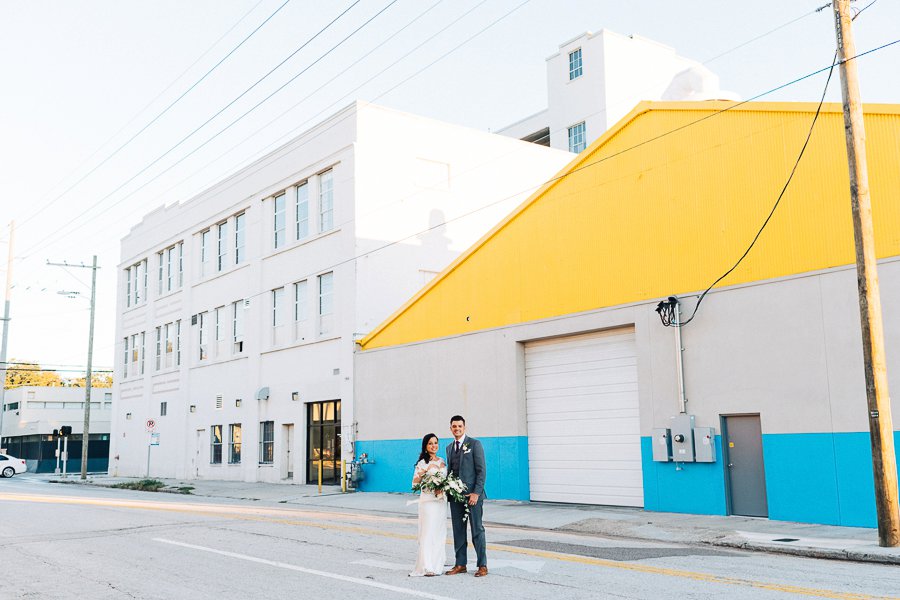 Plum and Ivory Industrial Tampa Wedding via TheELD.com