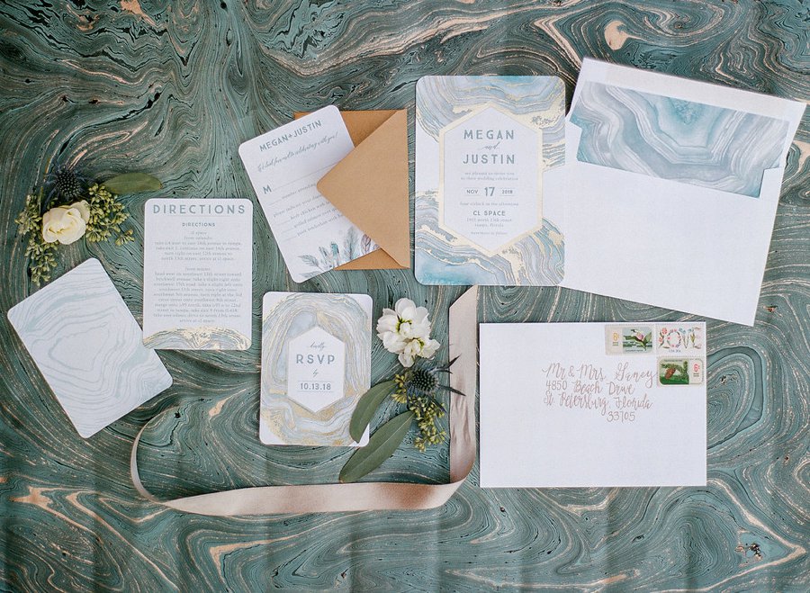 Navy & Teal Geode & Geometric Wedding Ideas via TheELD.com