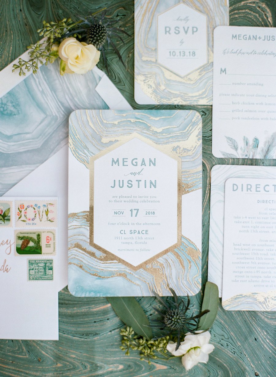 Navy & Teal Geode & Geometric Wedding Ideas via TheELD.com