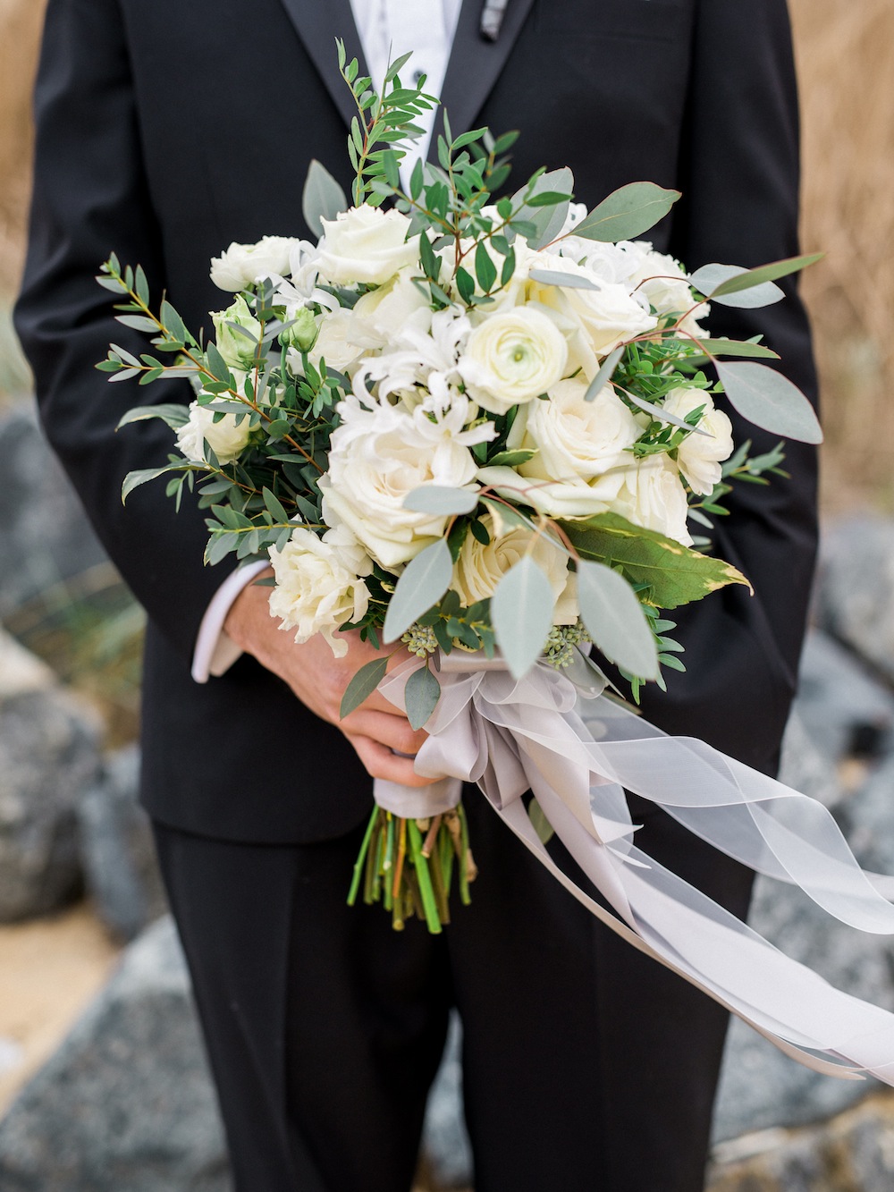 Elegant Lavender & Blue Coastal Wedding Inspiration via TheELD.com