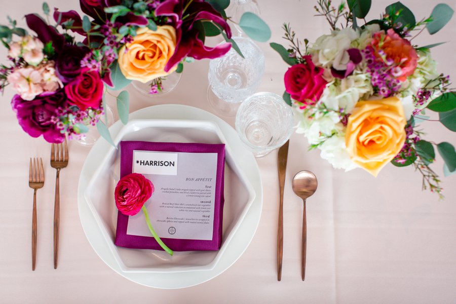 Colorful Pink & Berry Modern Wedding Ideas via TheELD.com