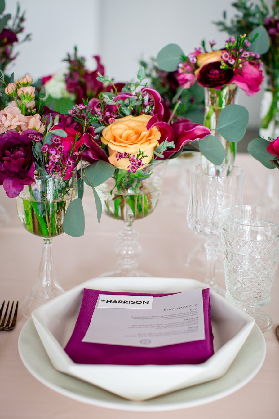 Colorful Pink & Berry Modern Wedding Ideas via TheELD.com